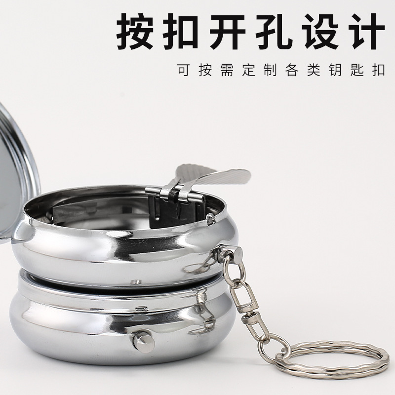 金属製の小さな灰皿ミニポータブルタバコカップ 50 ラウンドリーフキーホルダー灰皿屋外旅行製品|undefined