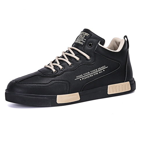 Men's Autumn New Breathable Live Streaming Best Selling Casual Leather Shoes Mid-Top Board Shoes Trendy Shoes for Men