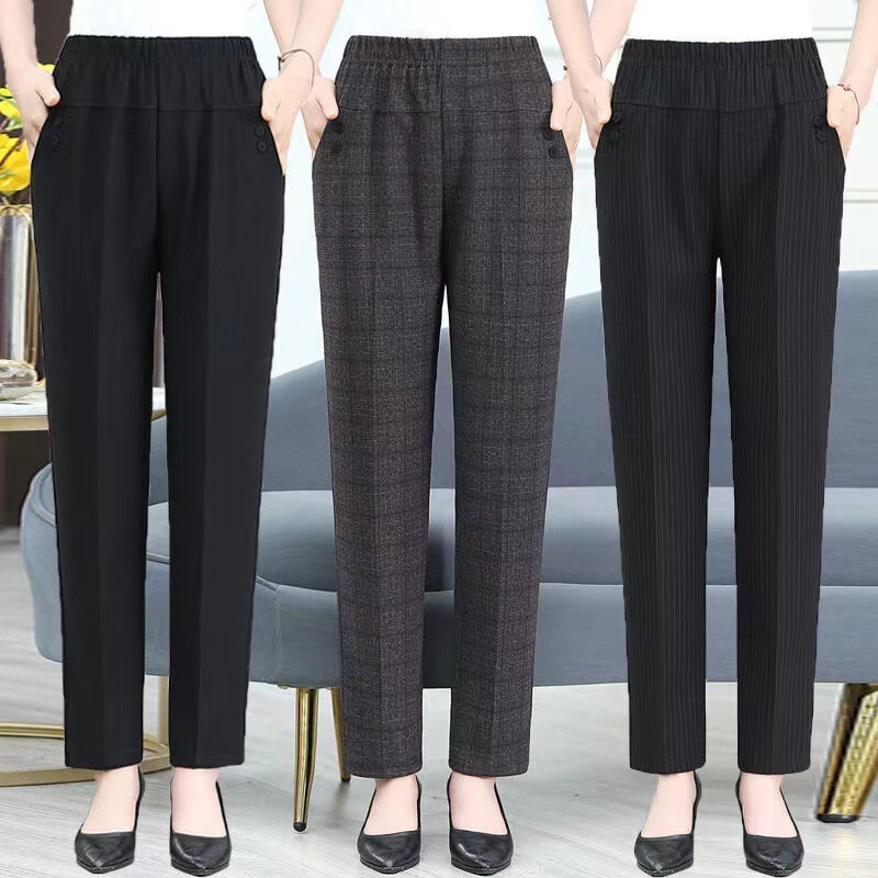Spring and Autumn Korean Style Linen Women's Harlan Pants Middle-aged Mother's Pants Ankle-length Pants for the Elderly plus size Women's Pants for Generation