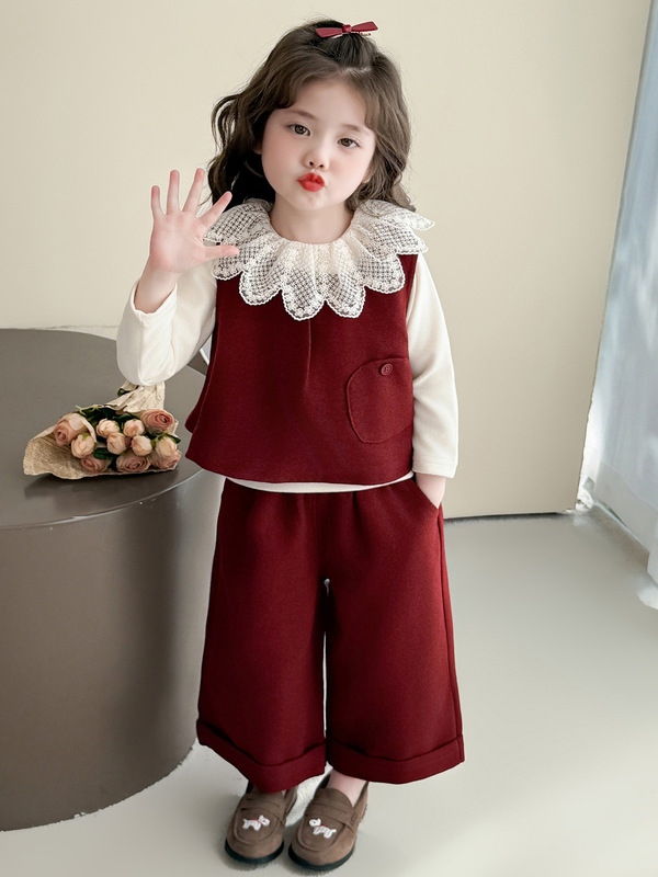 2025新款女童春秋套装洋气小香风上衣阔腿裤两件套儿童时髦潮装|undefined
