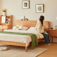 北欧实木床1.5米原木现代简约1米2樱桃木家具白橡木1.8米单双人床