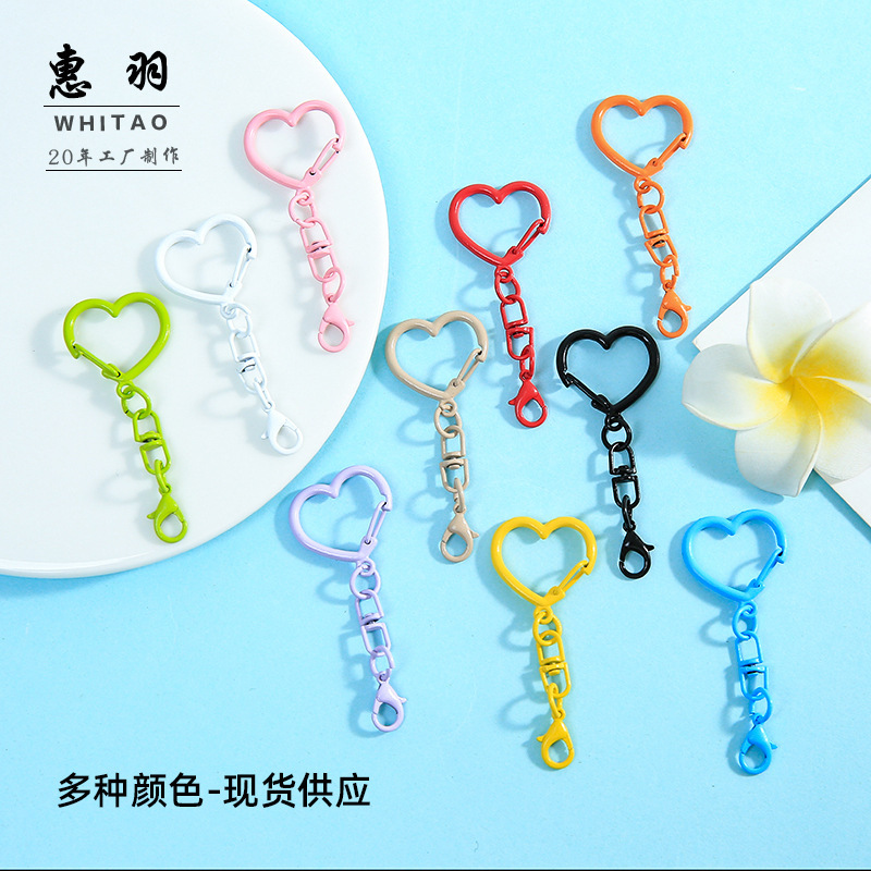 New Style Heart-Shaped Lobster Clasp Keychain DIY Handmade Bead Bag Pendant Accessories Wholesale New Style Heart-Shaped Lobster Clasp Keychain DIY Handmade Bead Bag Pendant Accessories Wholesale