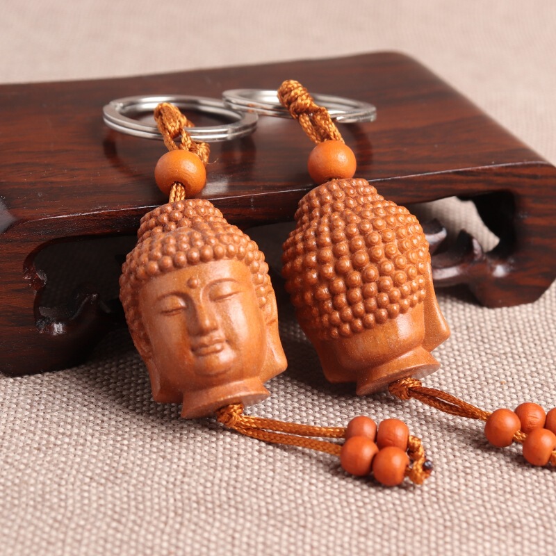 肥城桃木汽车钥匙扣精雕立体剑貔貅福袋四季平安扣算盘等钥匙扣|undefined