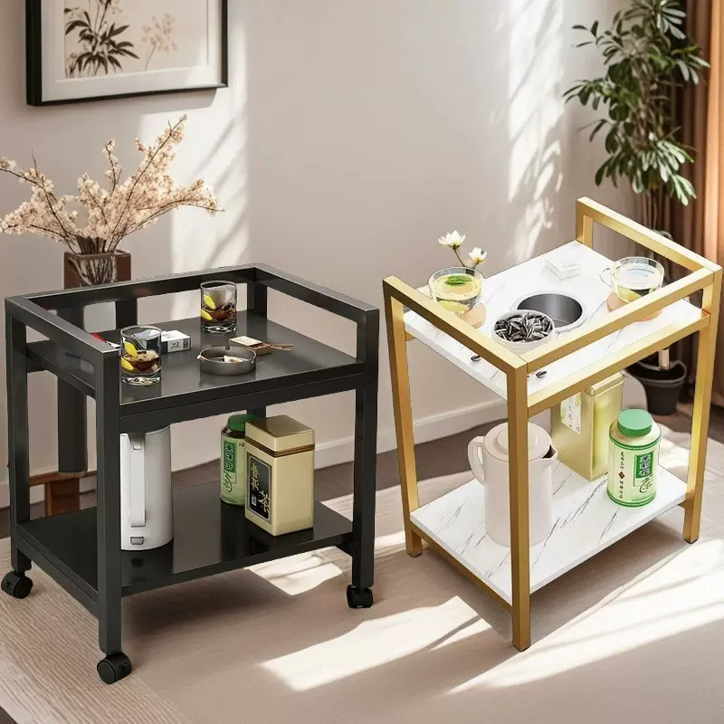 麻将桌茶几茶水架双层圆形棋牌室专用烟缸茶水台麻将桌边几小茶几