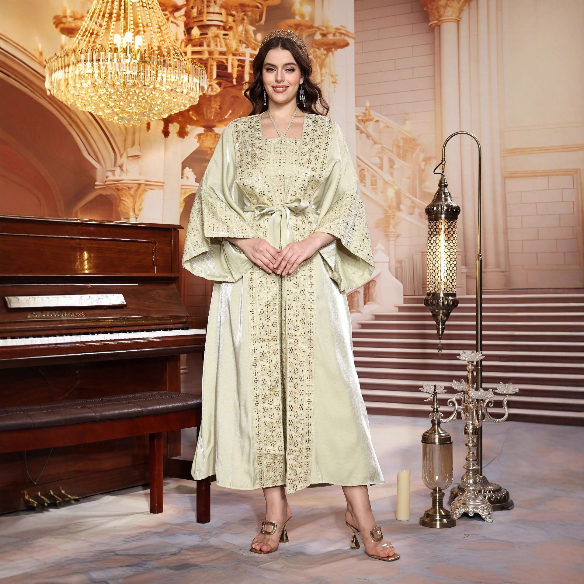 Exquisite Women's Ethnic Style Abaya Middle Eastern Muslim Dress_voghion.com