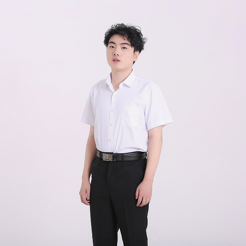 Summer Professional Shirt Men's Slant Stripe White Short-sleeved Shirt Business Blue Work Clothes Slim-fit Dress Summer Professional Shirt Men's Slant Stripe White Short-sleeved Shirt Business Blue Work Clothes Slim-fit Dress