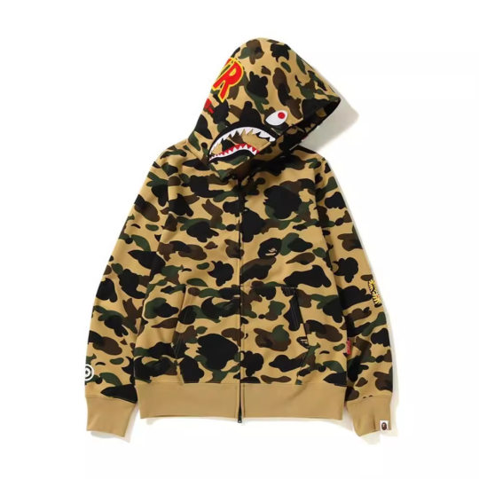 Cross-border foreign trade a generation of high version of the tide brand BAPE shark camouflage zipper cardigan sweater hooded jacket
