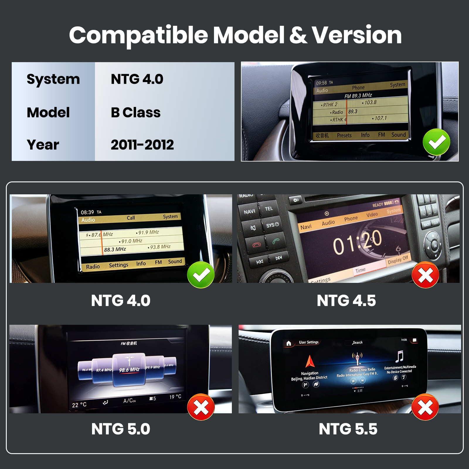 Suitable for Mercedes B-Class 2011-2012 Models, the Linux Screen Replacement Device Is Compatible with Ntg4.0 System Bba