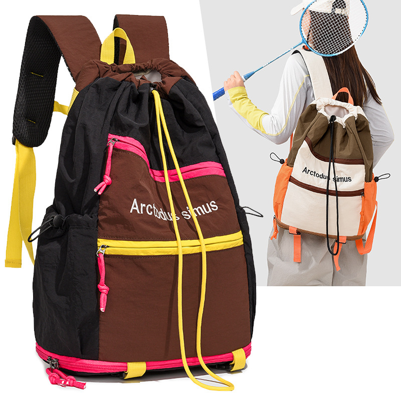 Casual and simple backpack, outdoor drawstring backpack, unisex, large capacity, badminton bag, lightweight travel backpack for outdoor activities