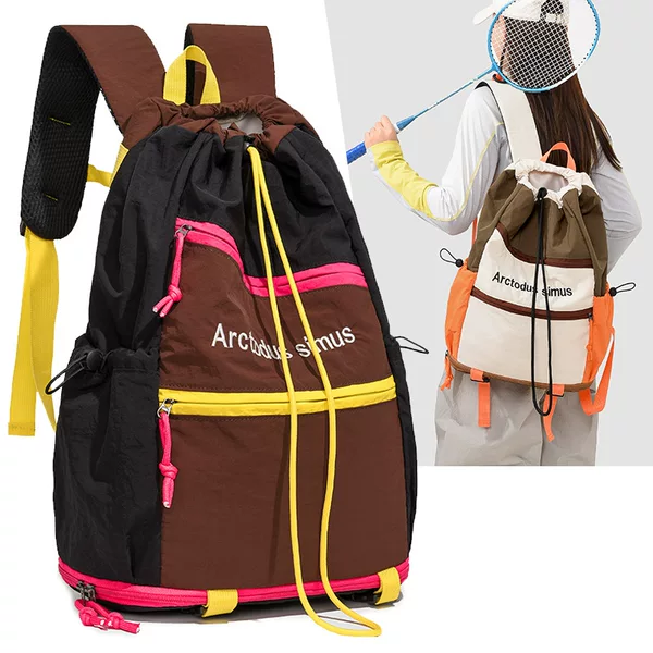 Casual and simple backpack, outdoor drawstring backpack, unisex, large capacity, badminton bag, lightweight travel backpack for outdoor activities