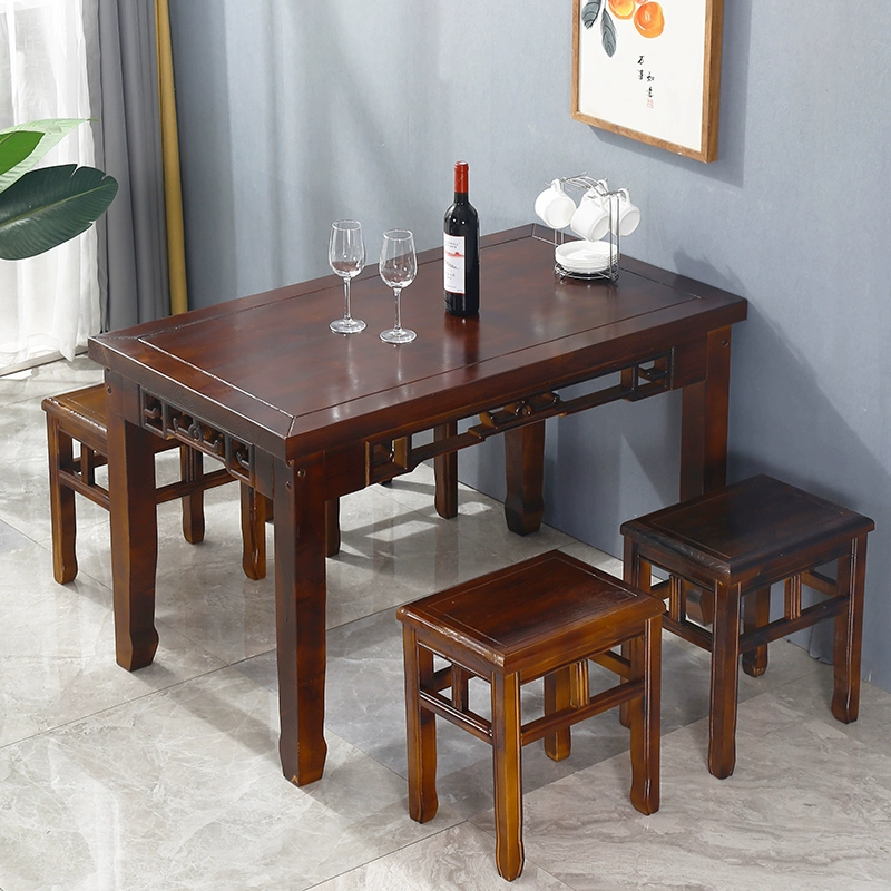 7W столы из цельного дерева, столы и стулья, ресторан с лапшой, завтрак Фермерский дом, карбонизированный античный резной отель, длинный стол для фаст-фуда