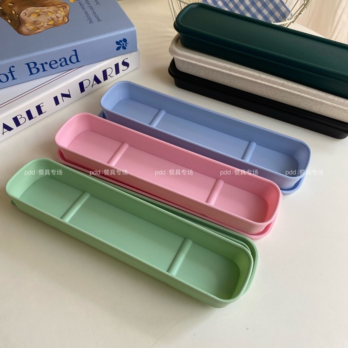 Estuche de Cubiertos Portátil de Plástico para Viajes y Estudiantes