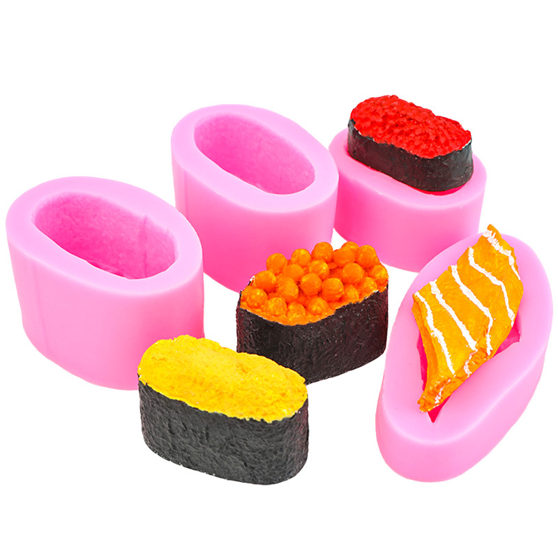 Sushi de huevas de pescado Simulación de bola de arroz de salmón Molde de silicona Diy Molde de vela de chocolate de sushi