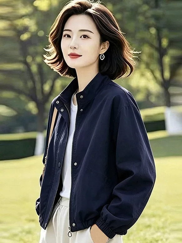 Short jacket for women, spring/autumn 2026 new style, petite size, casual windbreaker for moms, thin top
