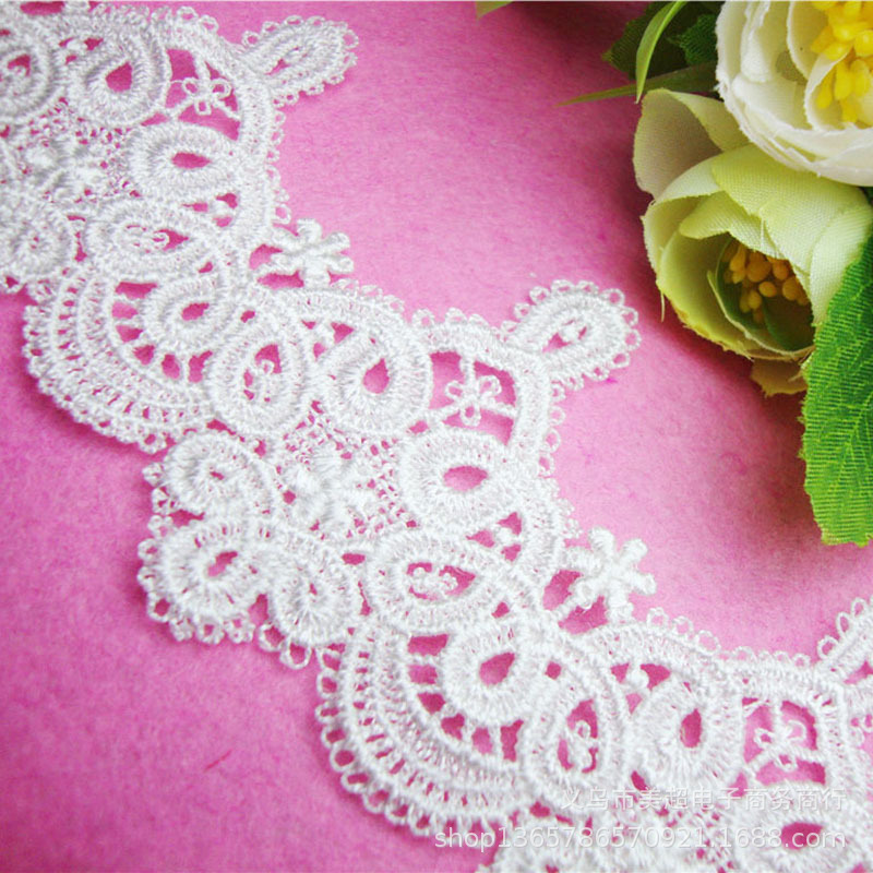 7cm水溶刺绣复古花边 涤纶镂空白色婚纱裙边手工DIY帽饰服饰家纺