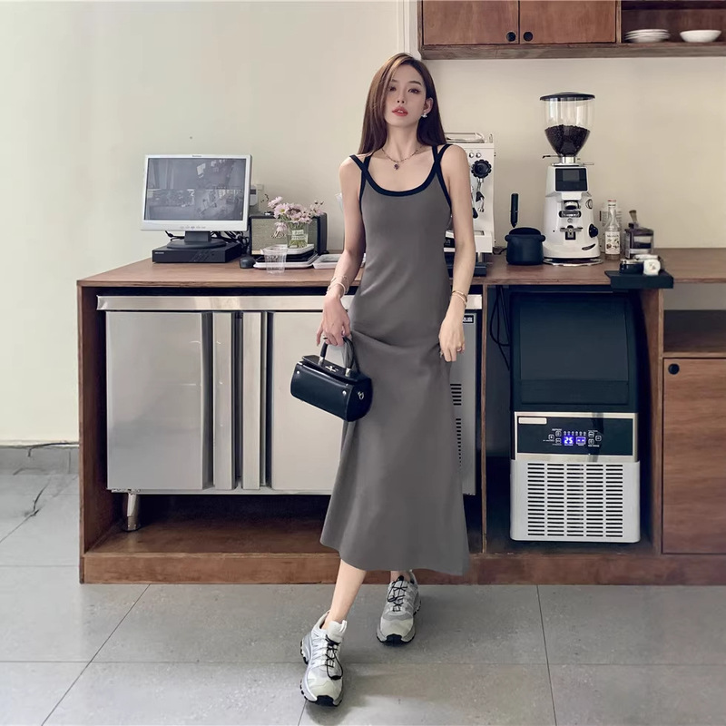Srys American Street Style Slimming Black Camisole Dress Mid-Length Sleeveless Dress New Women's Long Dress Srys American Street Style Slimming Black Camisole Dress Mid-Length Sleeveless Dress New Women's Long Dress