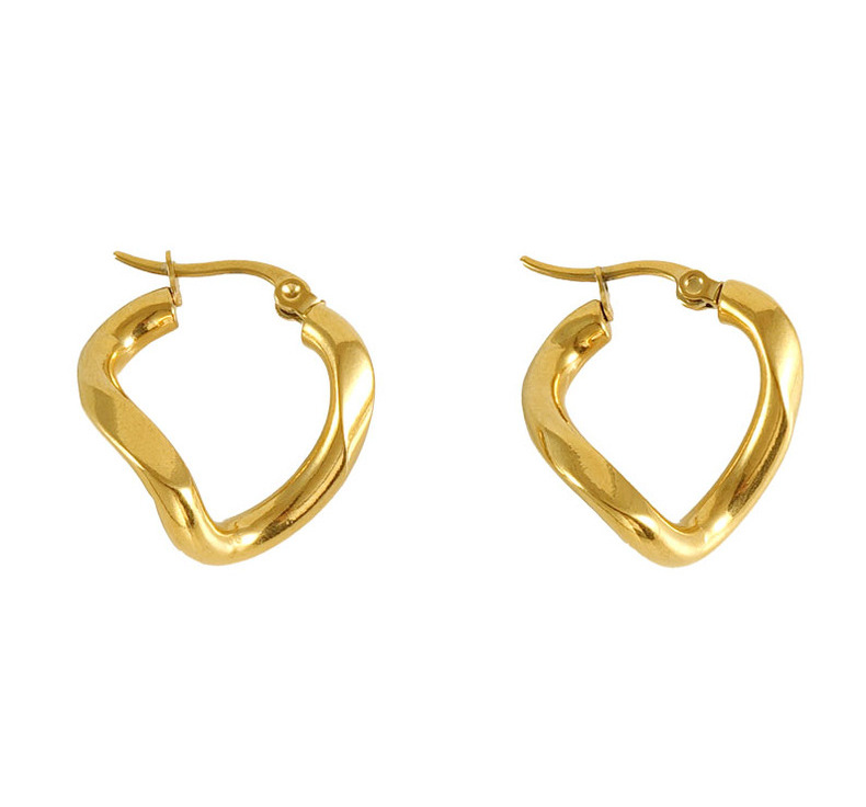 1 Pair Simple Style Geometric Irregular Stainless Steel 18k Gold Plated Hoop Earrings display picture 5