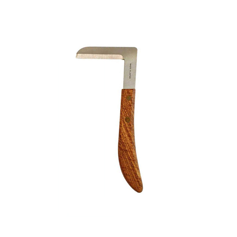 Cuchillo de corte de casco para ganado, mango de madera sólida izquierda y derecha, cuchillo de corte de casco para ganado de acero al carbono