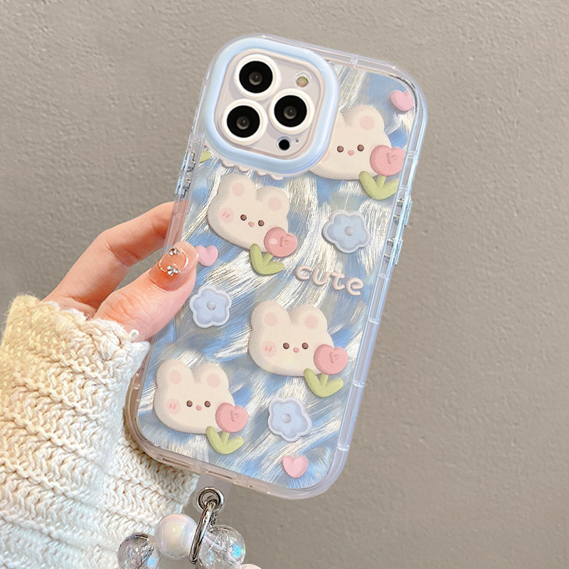 うさぎと花柄のiPhoneケース、Apple 16、15 Pro、羽根のような薄い素材、iPhone 14 Pro Max、レンズを完全保護、13/17対応|undefined