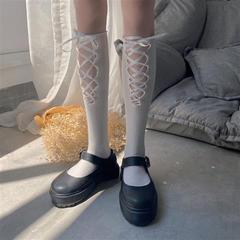 ins Japanese Lolita socks women's strappy hollow tube socks jk Korean version cross strap calf socks cotton
