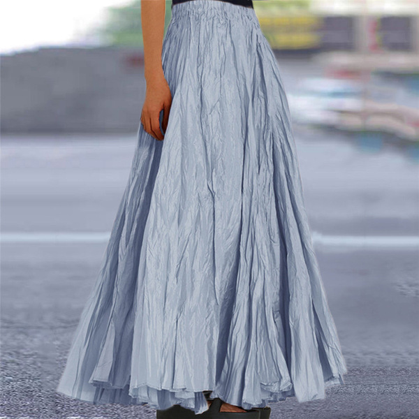 summer solid color long skirt
