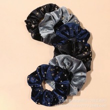 新款星星大肠发圈毛绒布高弹五角星马尾发圈温柔气质时尚发饰头花