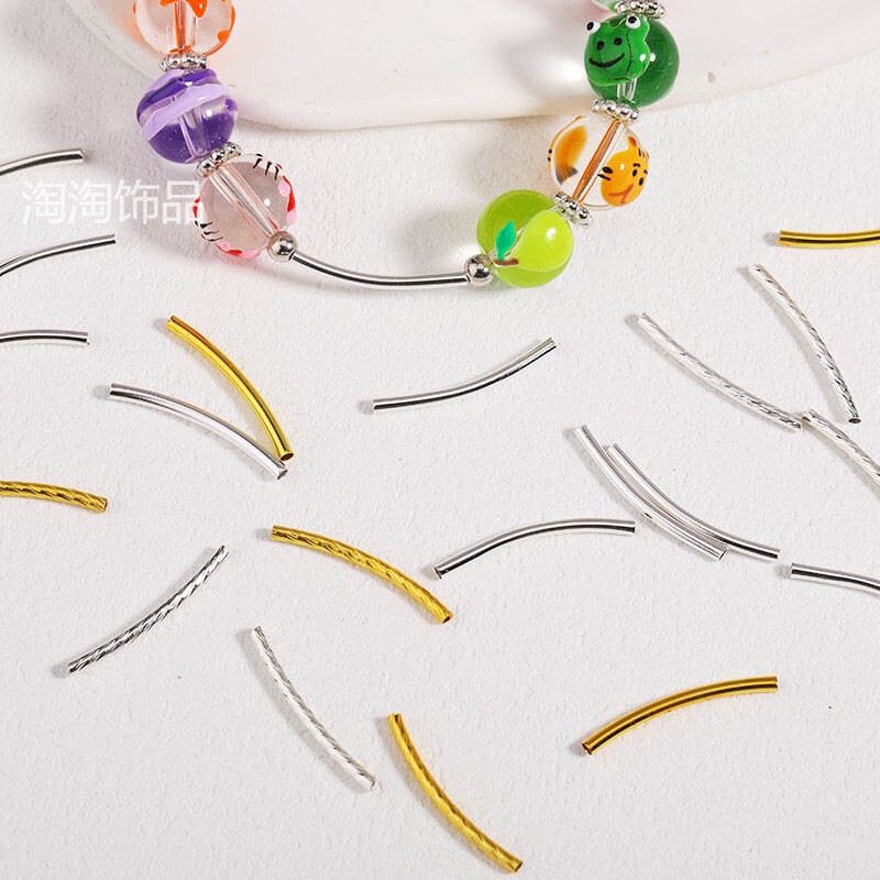 DIY jewelry accessories color-preserving smooth curved tube brushed long round tube bracelet necklace bracelet handmade beaded material copper