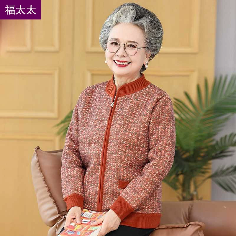 Среднего и пожилого возраста свитер бабуля осенняя куртка мама зимняя одежда пожилой мужчина плюшевый теплая старушка одежда