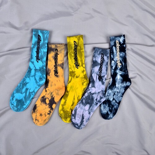 Tie-dye socks mid-calf women's high-cut sports cotton socks trendy men's basketball socks wholesale