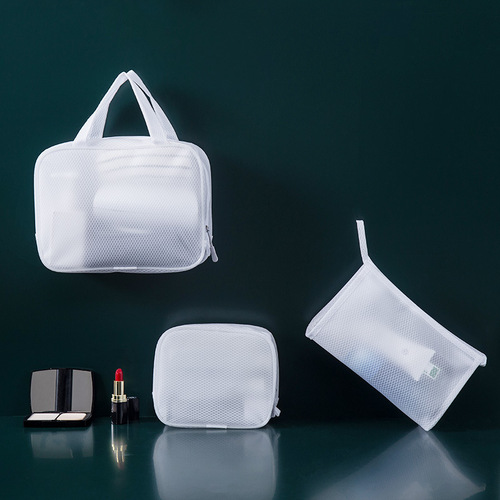 Minimalist Makeup Bag Business Trip Toiletry Bag Portable Touch-up Bag Travel Storage Bag EVA Mesh Material Waterproof Hand-held Bag
