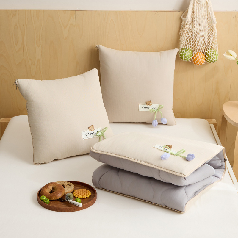 2025 new cotton dual-use two-in-one cushion office sofa car small fresh tulip pillow quilt