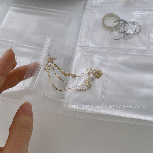 Portable PVC transparent dust bag earring jewelry storage bag anti-oxidation sealed bag necklace jewelry storage book