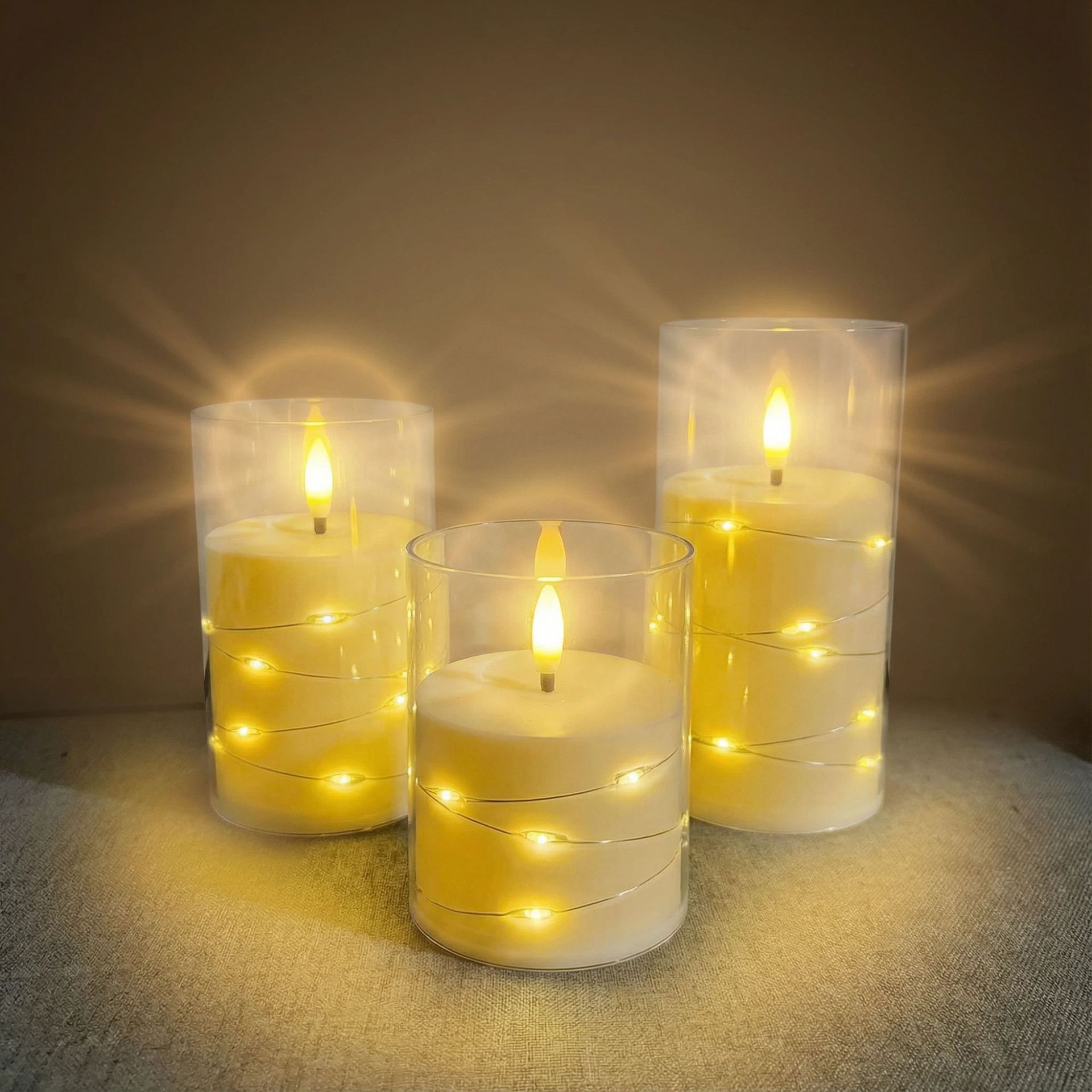 LED lámpara de vela electrónica acrílico transparente Amazon Hot Sale Navidad romántica decoración de luces suministro