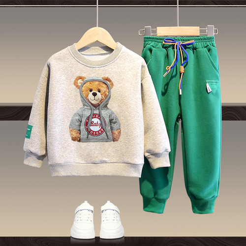 Children's Spring Outfit Sweatshirt Set 2024 New Model for Middle and Large Kids, Stylish Spring Season for Boys and Girls, Trendy and Fashionable