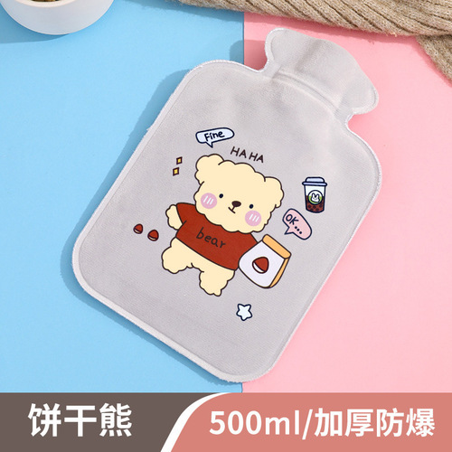 Cute Plush Cartoon Hot Compress Hot Water Bag Water Filling Thick Anti-Burst Hand Warmer for Dorm Foot Warmer Baby