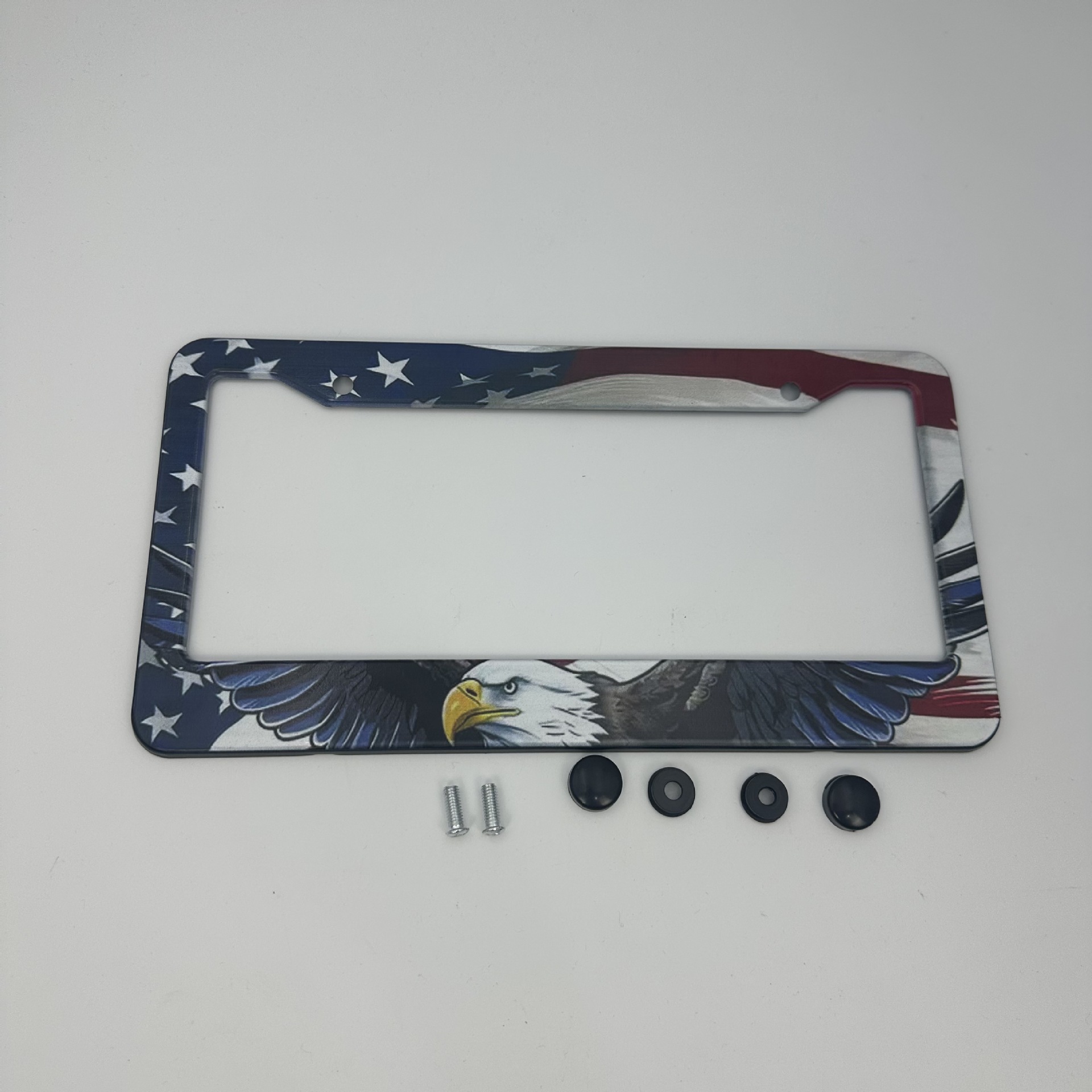 American Standard Aluminum Alloy License Plate Frame with Personalized Flying Eagle Full-Print Design, Thickened and Anti-Detachment, Export License Plate Holder, Customizable