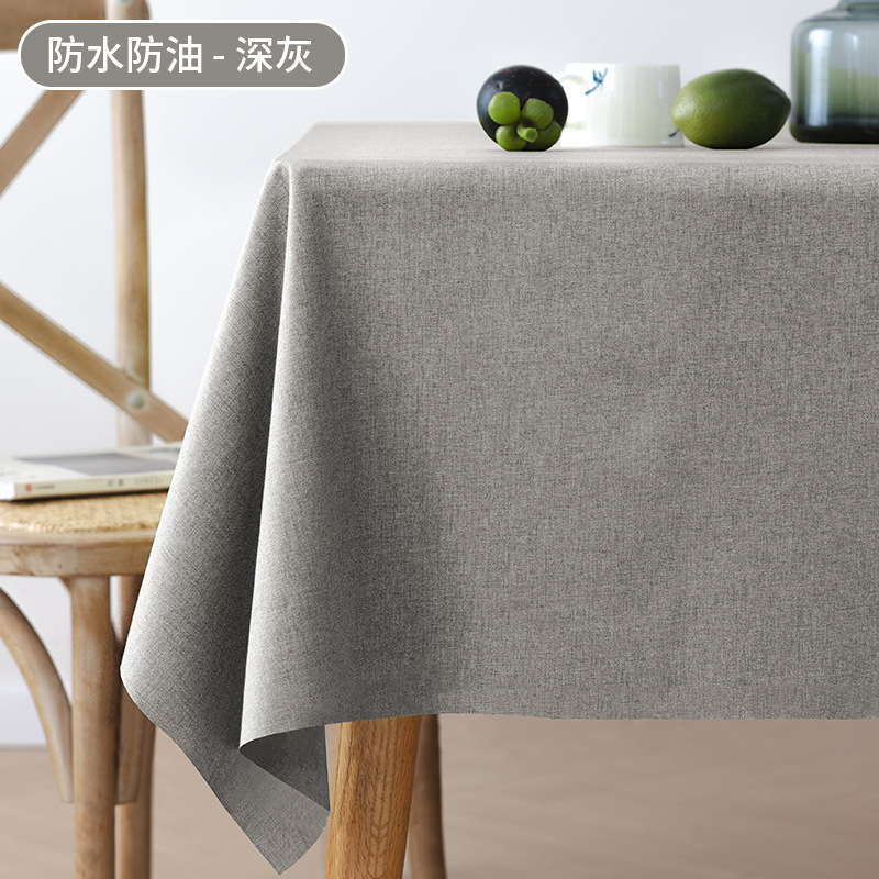Tejido algodón lino impermeable a prueba de agua a prueba de aceite color sólido tela de mesa rectangular toalla de cubierta a prueba de polvo mesa de té doméstica tela de mesa al por mayor