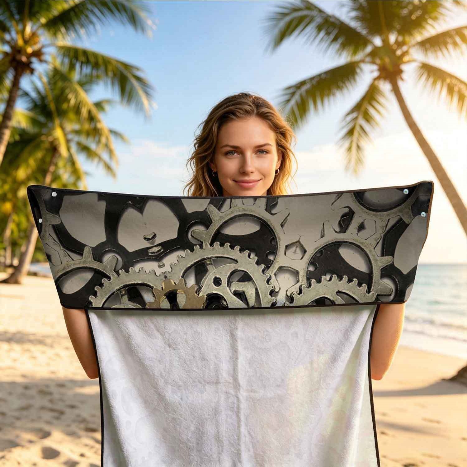 Geometric Bath Towel Car Seat Cover 2-in-1 Microfiber Outdoor Beach Car Dual-Use Universal Seat Cushion
