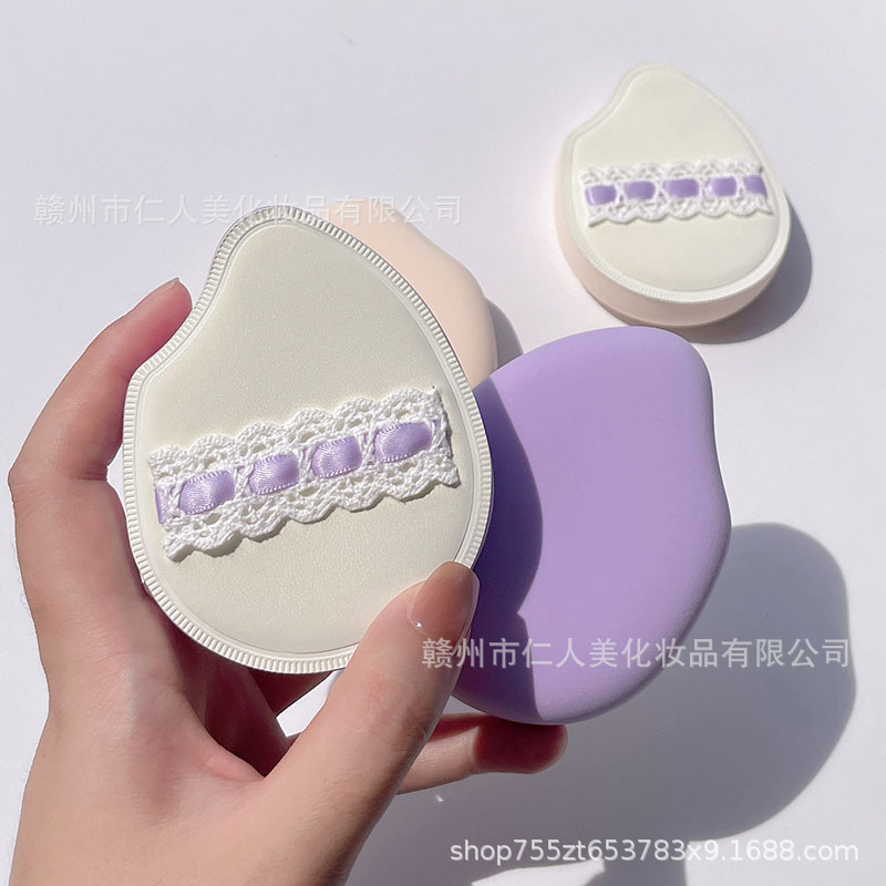 Lolita Purple Large Rice Grain Cotton Candy Powder Puff, Extra Thick and Elastic Cushion Sponge Puff, Special for Foundation