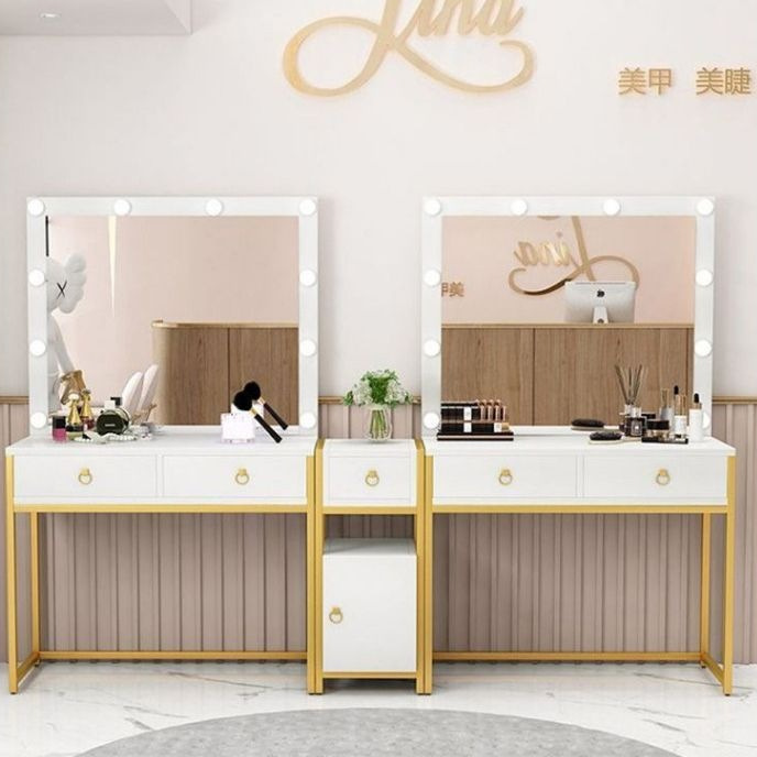 Luxury makeup table with lights for photo studios, bridal shops, and beauty salons, designed for makeup artists