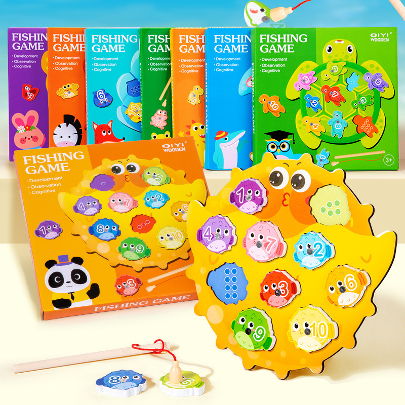 Nuevos productos transfronterizos para niños en la enseñanza temprana multi-escenas juguetes de pesca magnéticos iluminación cognitiva digital juegos de emparejamiento