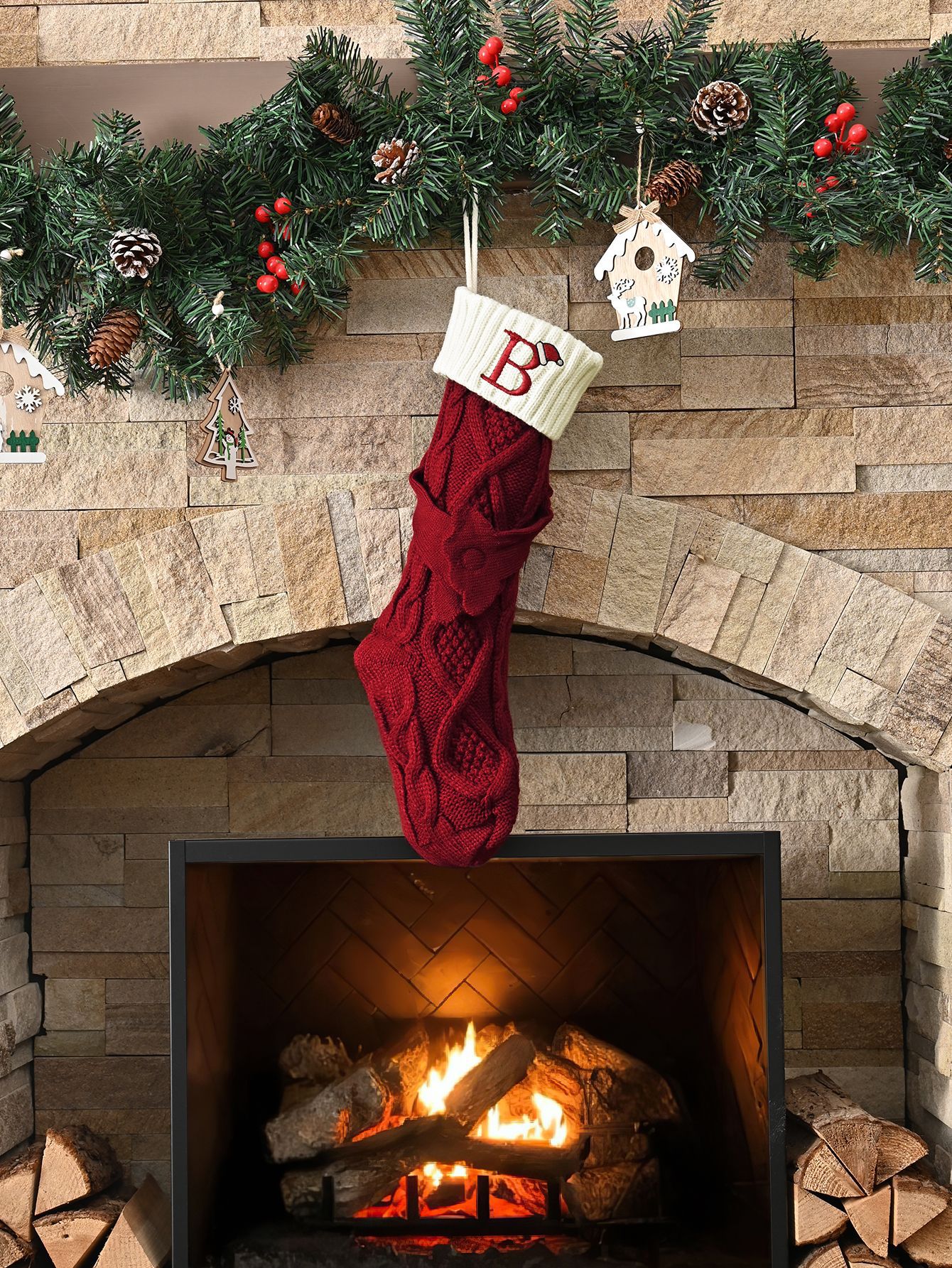 Amazon Europa y los Estados Unidos medias de Navidad personalizadas bordadas calcetines de letras de punto medias de regalo de Navidad colgantes fabricantes image 129