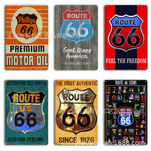 66号公路Route66铁皮画墙壁装饰画 tin sign酒吧装饰壁画铁皮挂件