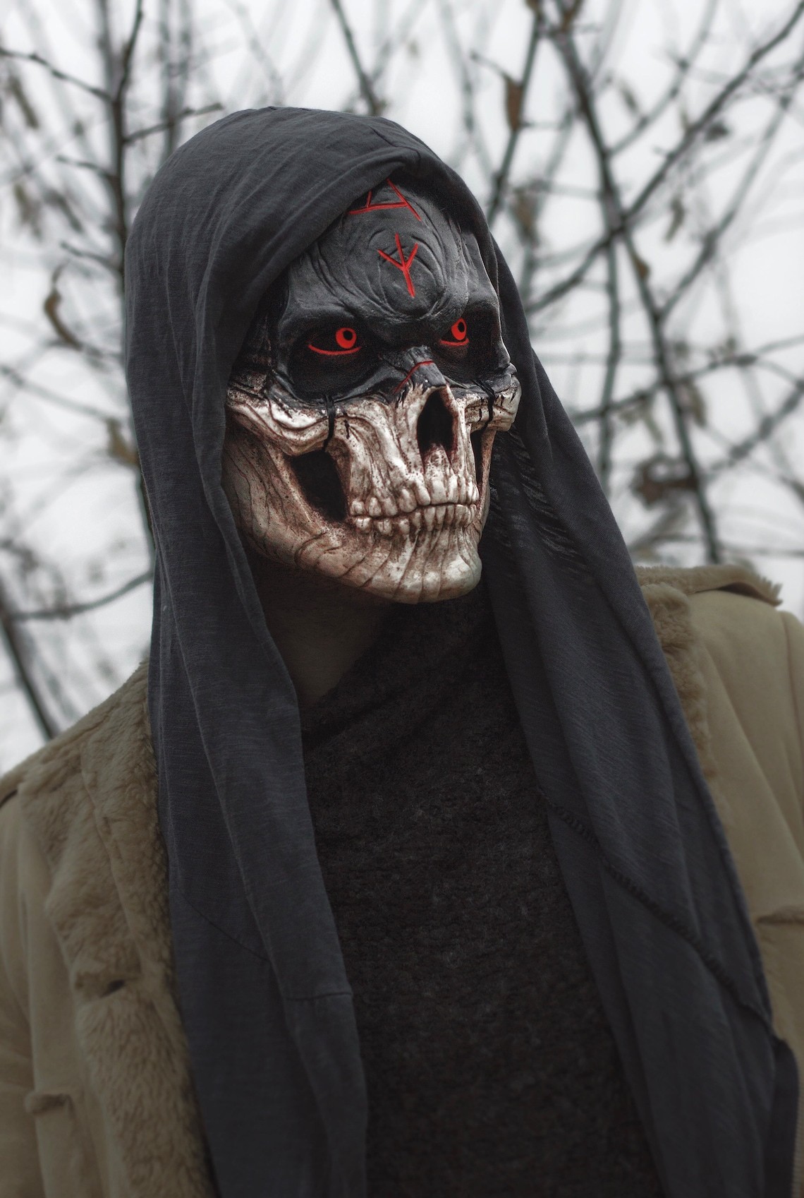 Unisex Halloween horror bloody warrior skull mask CS game horror skull mask Halloween mask_voghion.com