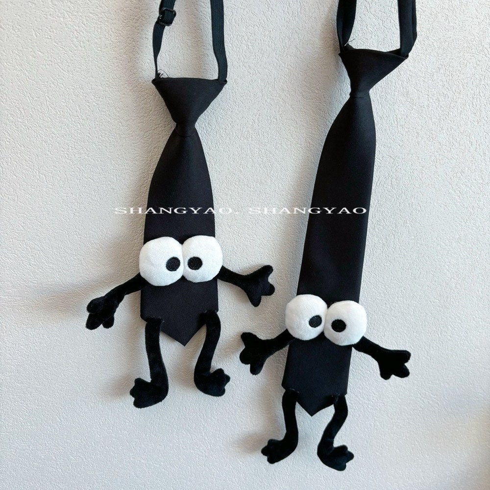 Design Genitore-Figlio Senso Nero Piccola Palla di Carbone Cartone Animato Nodo Maglietta Accessorio Personalità Moda Versatile Piccola Cravatta_voghion.com