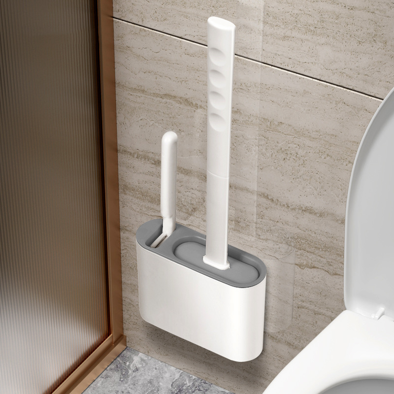 New Silicone Toilet Brush Household No-Dead-Angle Bathroom Wall-Mounted Toilet Brush Cleaning Set
