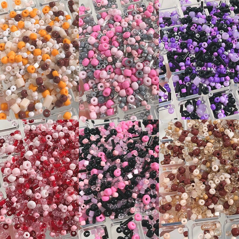 [mixed Color Rice Beads] Easiest for Match Sweet and Cool ins Style Glass Rice Beads Loose Beads diy Handmade Beaded Necklace Bracelet Material