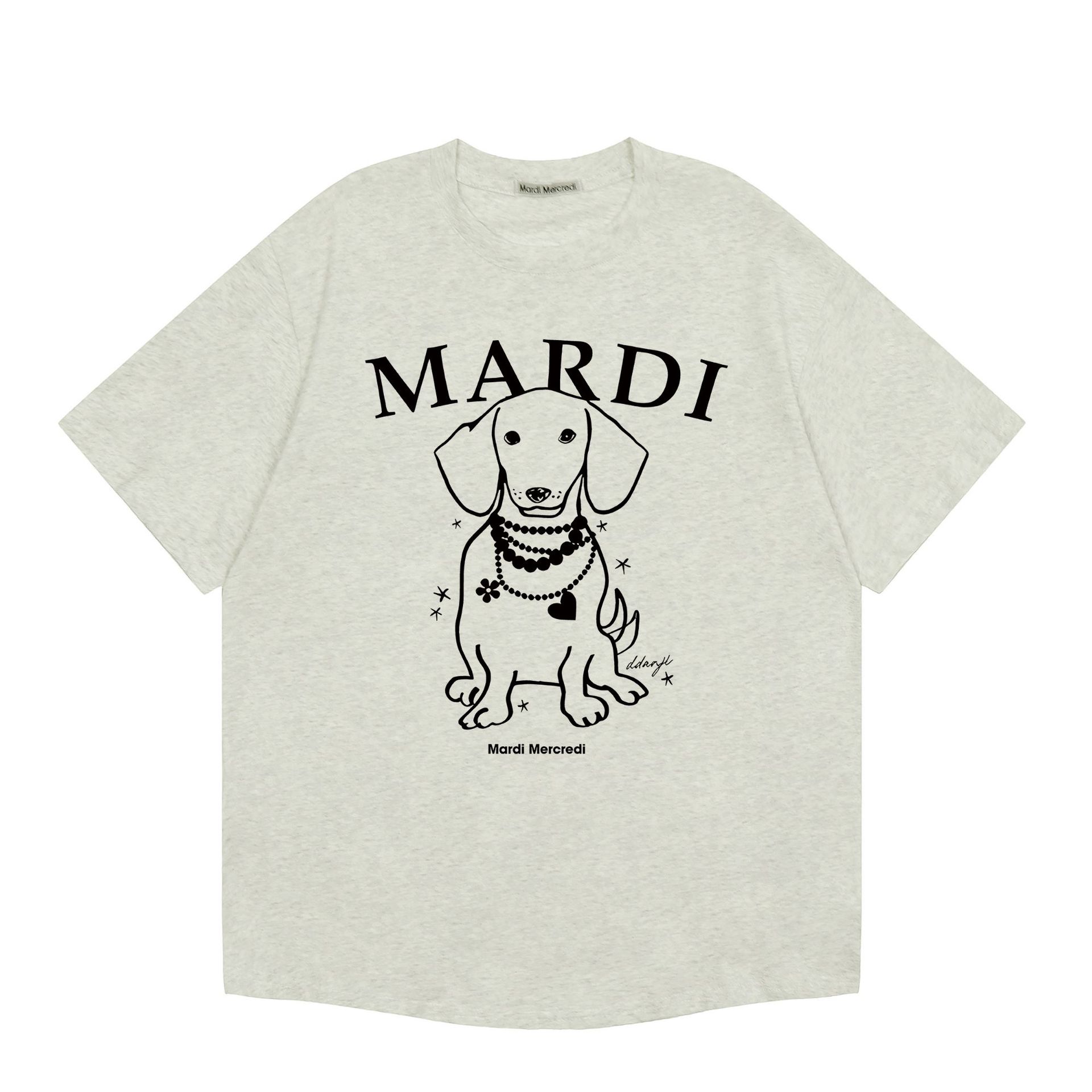 現物韓国潮牌Mardi半袖女性25夏新作デイジープリント丸襟純綿上着tシャツ代発