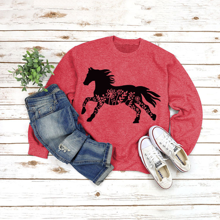 Amazon estación independiente en stock cuello redondo europeo y americano superior manga larga impresa eBay cómodo suéter transfronterizo Comercio exterior venta al por mayor