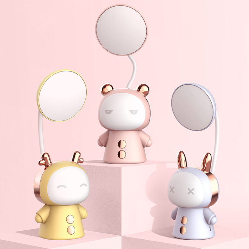 Transfronterizo de la exportación USB lámpara de mesa de dibujos animados LED recargable aprendizaje protección ocular lámpara de mesa estudiante dormitorio lectura lámpara de noche Luz